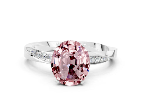 White gold Oval Cut Morganite Engagement Ring with Side Stone Accents and Four-Prong Setting_27