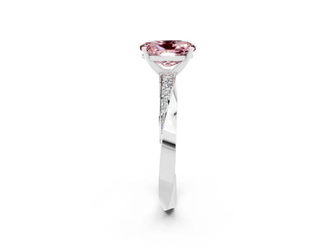 White gold Oval Cut Morganite Engagement Ring with Side Stone Accents and Four-Prong Setting_29