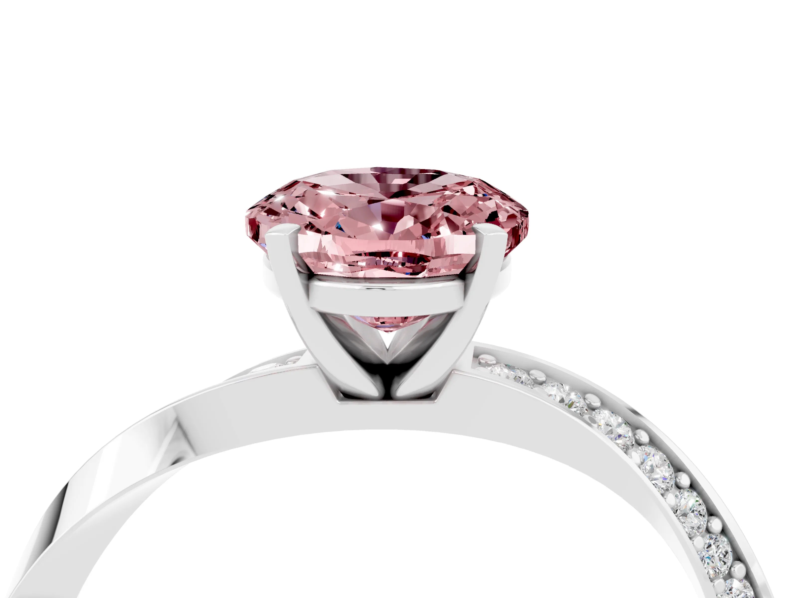 White gold Oval Cut Morganite Engagement Ring with Side Stone Accents and Four-Prong Setting_31