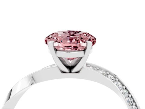 White gold Oval Cut Morganite Engagement Ring with Side Stone Accents and Four-Prong Setting_31