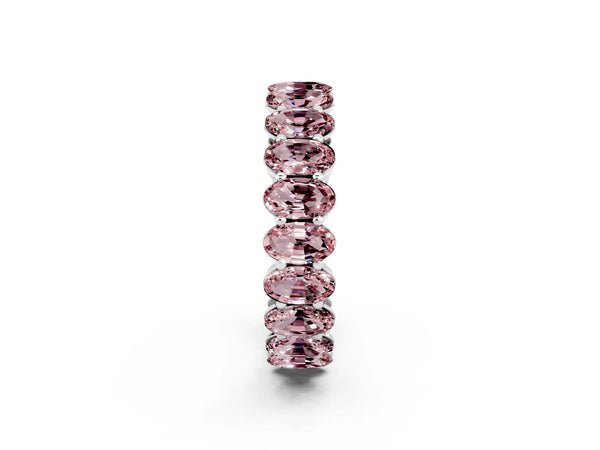 Platinum Oval Cut Morganite Eternity Band with Shared Prong Setting