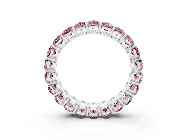 Platinum Oval Cut Morganite Eternity Band with Shared Prong Setting
