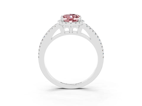 White gold Oval Cut Morganite Halo Split Shank Engagement Ring_15