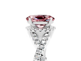 White gold Oval Cut Morganite Halo Twist Band Solitaire Prong Setting Ring_5