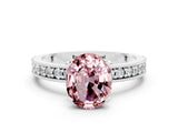 White gold Oval Cut Morganite Milgrain Pavé Engagement Ring with Four-Prong Setting_12