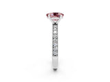 White gold Oval Cut Morganite Milgrain Pavé Engagement Ring with Four-Prong Setting_14
