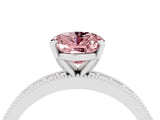 White gold Oval Cut Morganite Milgrain Pavé Engagement Ring with Four-Prong Setting_16