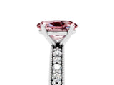 White gold Oval Cut Morganite Milgrain Pavé Engagement Ring with Four-Prong Setting_17