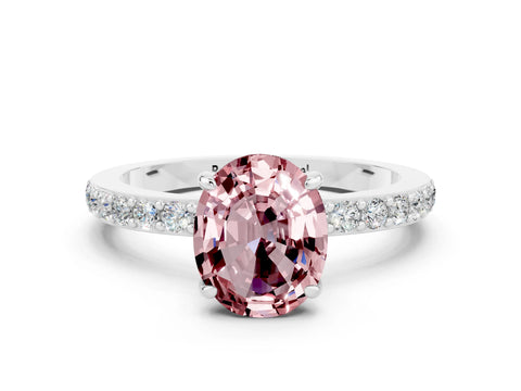 White gold Oval Cut Morganite Pavé Engagement Ring with Round  Accents and Prong Setting_24