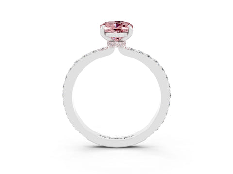 White gold Oval Cut Morganite Pavé Engagement Ring with Round  Accents and Prong Setting_27