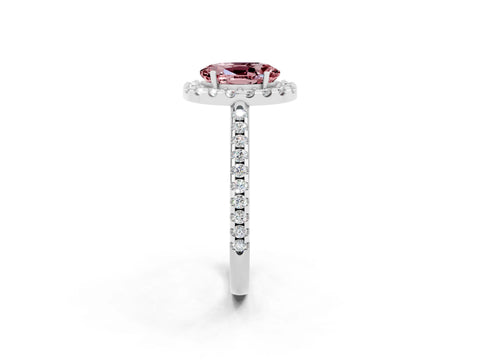 White gold Oval Cut Morganite Pavé Halo Ring with Four-Prong Setting_14
