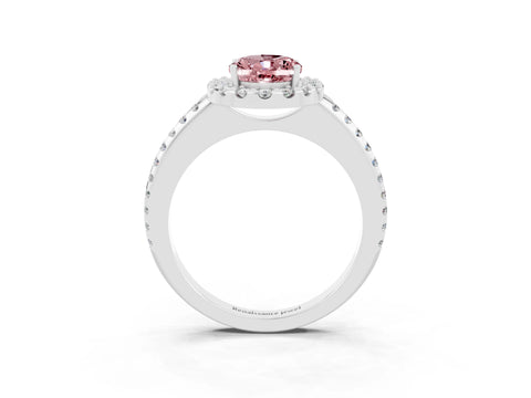 White gold Oval Cut Morganite Pavé Halo Ring with Four-Prong Setting_15