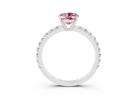 White gold Oval Cut Morganite Pavé Solitaire Engagement Ring with Four-Prong Setting_15