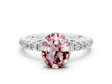 White gold Oval Cut Morganite Pave Band Solitaire Ring with Four-Prong Setting_24