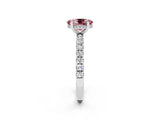 White gold Oval Cut Morganite Pave Band Solitaire Ring with Four-Prong Setting_26