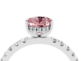 White gold Oval Cut Morganite Pave Band Solitaire Ring with Four-Prong Setting_28