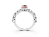 White gold Oval Cut Morganite Prong Setting with Side Stones on a Pave Band_3