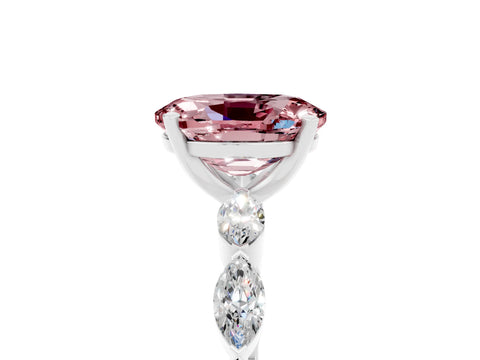 White gold Oval Cut Morganite Ring with Marquise Side Stones and Prong Setting_5