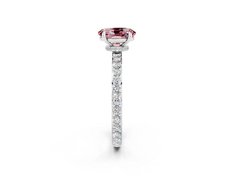 White gold Oval Cut Morganite Ring with Pavé Band and Four-Prong Setting_2