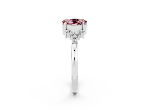 White gold Oval Cut Morganite Ring with Side Stones and Four-Prong Setting_98