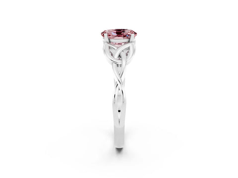 White gold Oval Cut Morganite Solitaire Celtic Knot Ring with Four-Prong Setting_14