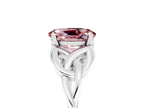 White gold Oval Cut Morganite Solitaire Celtic Knot Ring with Four-Prong Setting_17