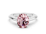 White gold Oval Cut Morganite Solitaire Engagement Ring with Cathedral Setting and Four-Prong Mount_24