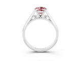 White gold Oval Cut Morganite Solitaire Engagement Ring with Cathedral Setting and Four-Prong Mount_27