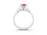 White gold Oval Cut Morganite Solitaire Engagement Ring with Cathedral Setting and Four-Prong Mount_33