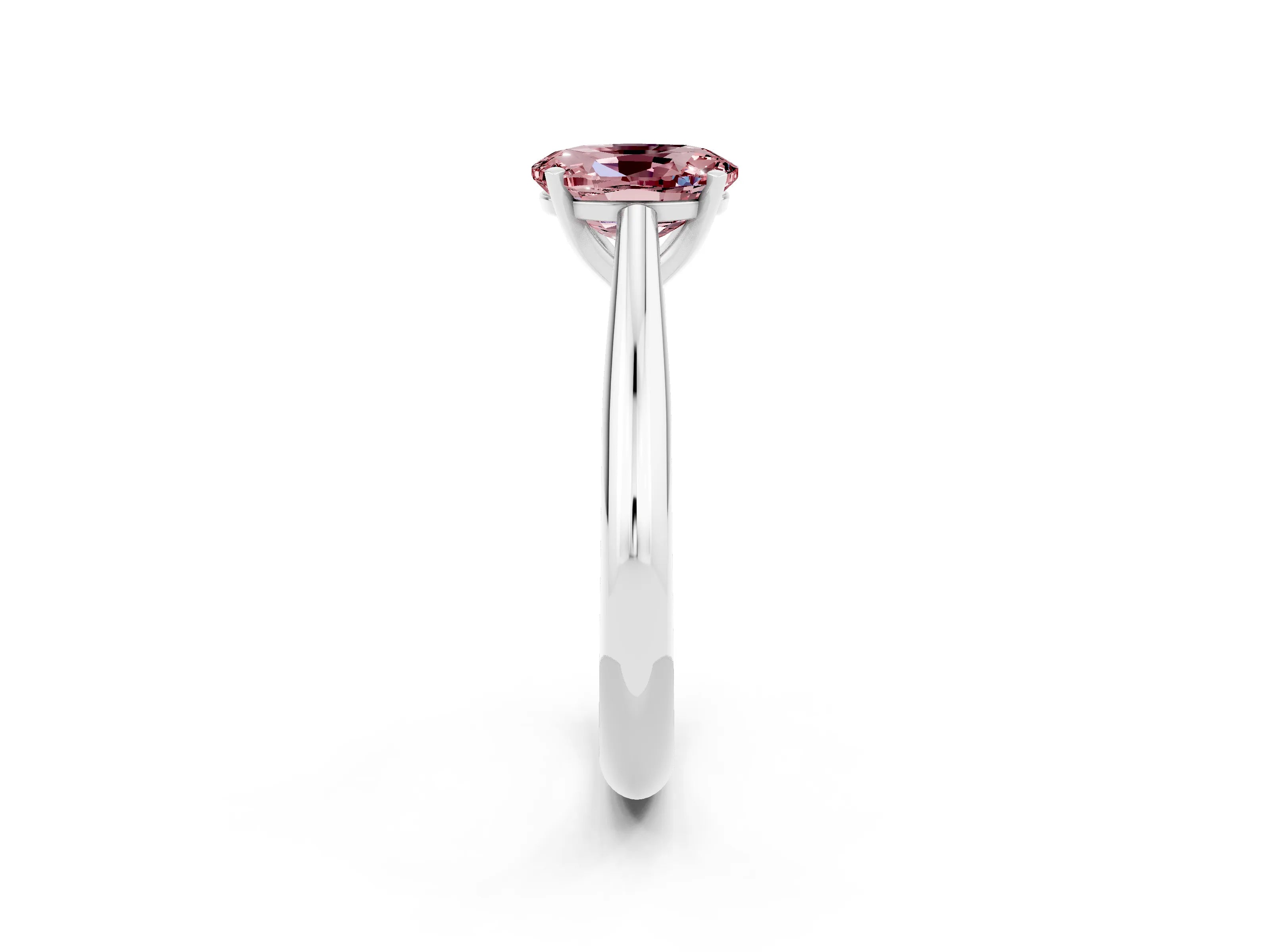 White gold Oval Cut Morganite Solitaire Engagement Ring with Cathedral Setting and Four-Prong Mount_50