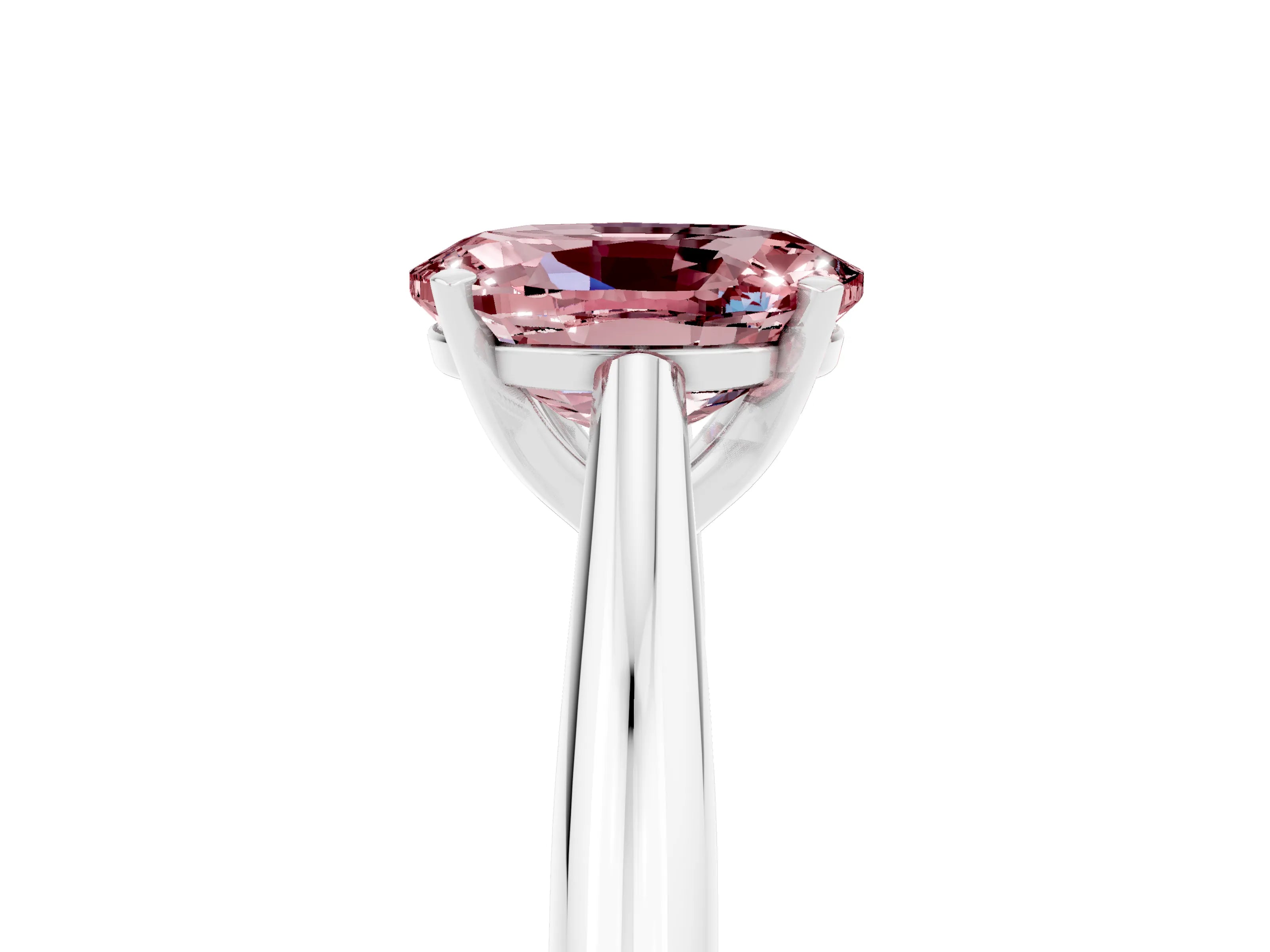 White gold Oval Cut Morganite Solitaire Engagement Ring with Cathedral Setting and Four-Prong Mount_53