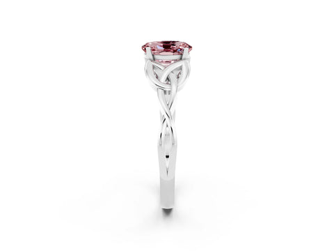 White gold Oval Cut Morganite Solitaire Engagement Ring with Celtic Knot Band and Four-Prong Setting_2