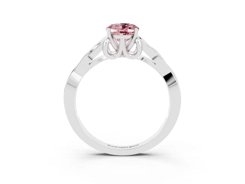 White gold Oval Cut Morganite Solitaire Engagement Ring with Celtic Knot Band and Four-Prong Setting_3