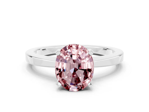 White gold Oval Cut Morganite Solitaire Engagement Ring with Classic Band and Four-Prong Setting_24