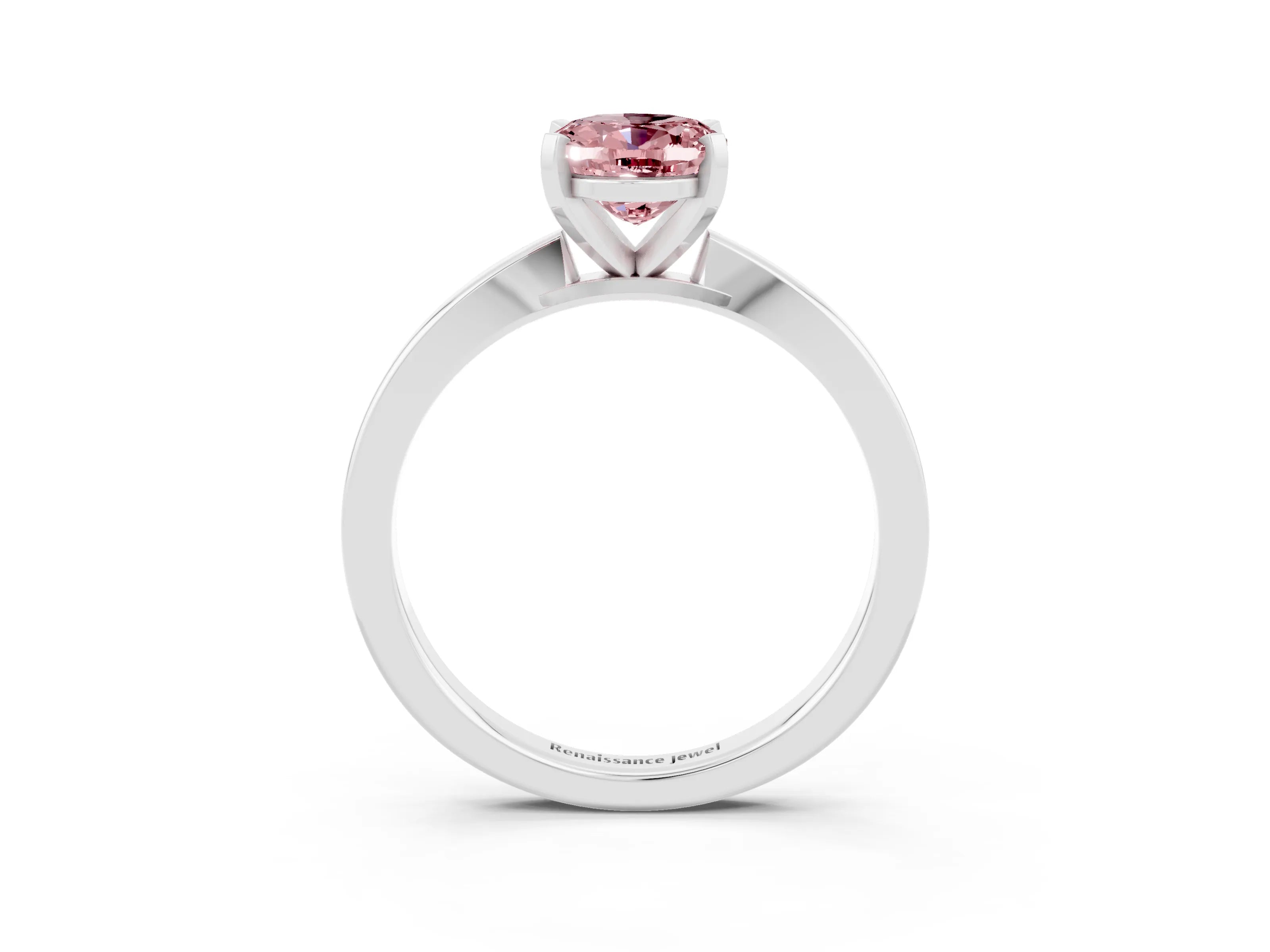 White gold Oval Cut Morganite Solitaire Engagement Ring with Classic Band and Four-Prong Setting_27