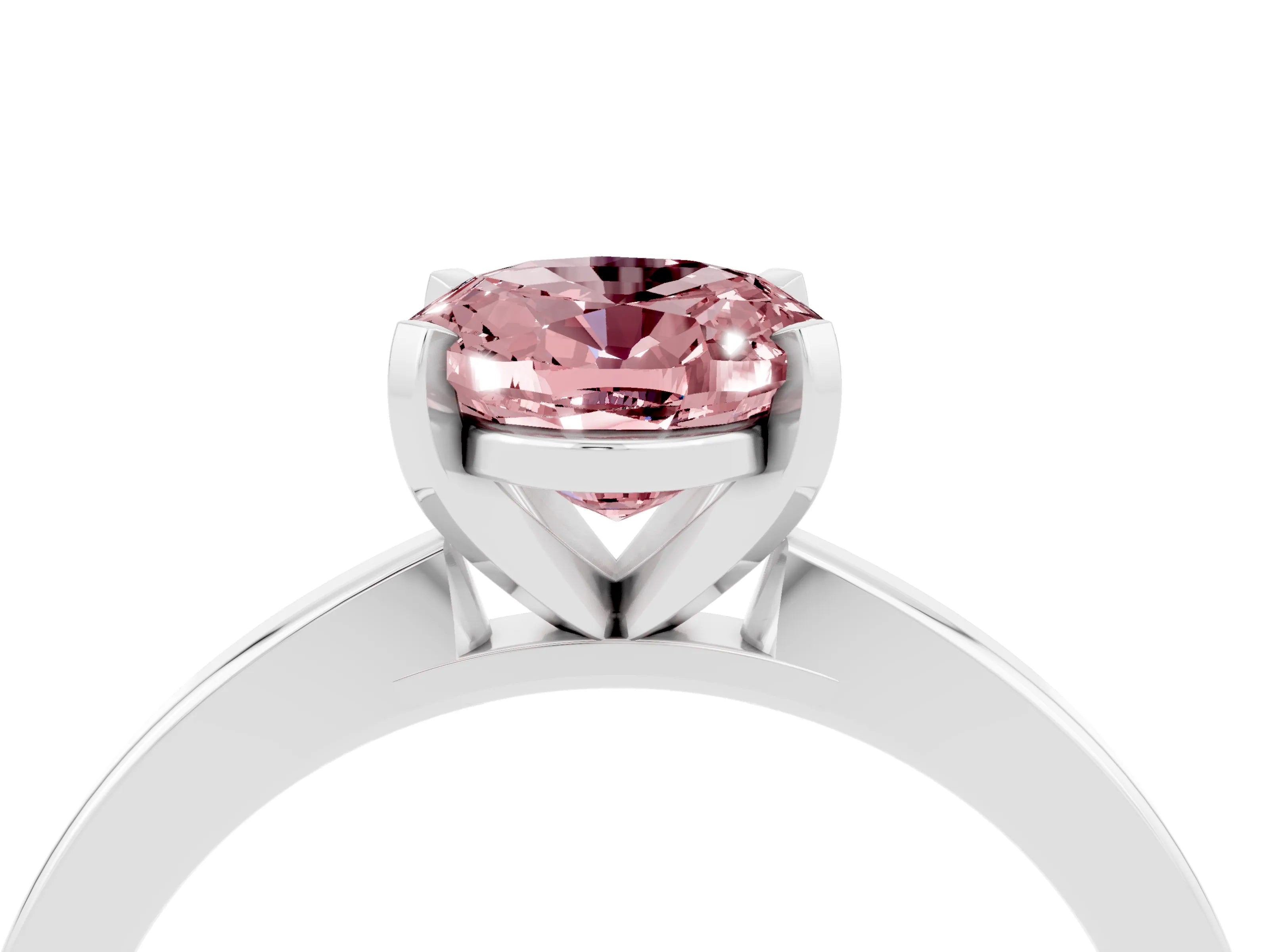 White gold Oval Cut Morganite Solitaire Engagement Ring with Classic Band and Four-Prong Setting_28