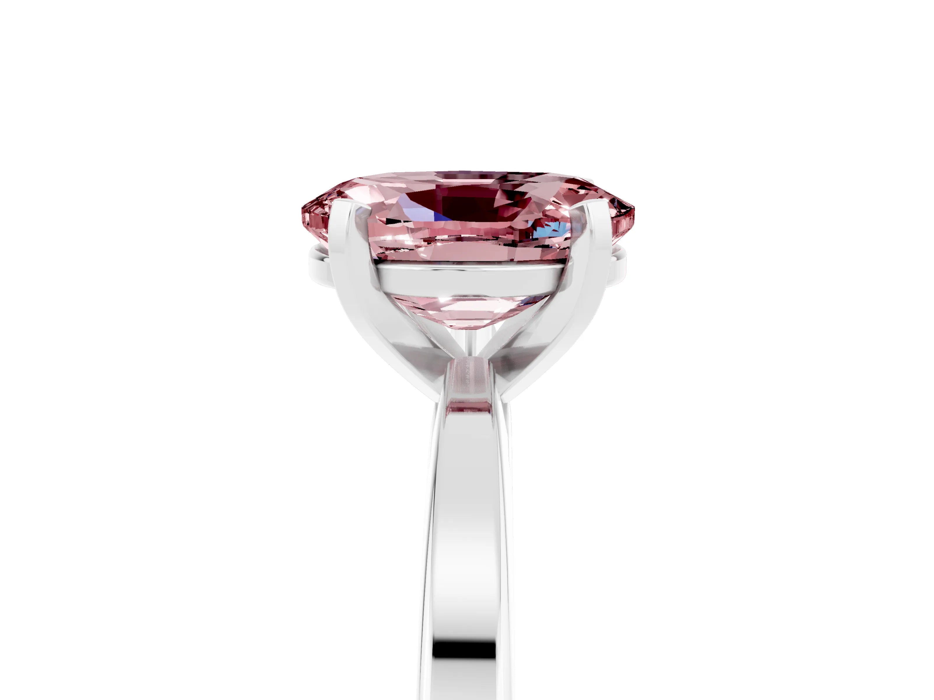 White gold Oval Cut Morganite Solitaire Engagement Ring with Classic Band and Four-Prong Setting_29