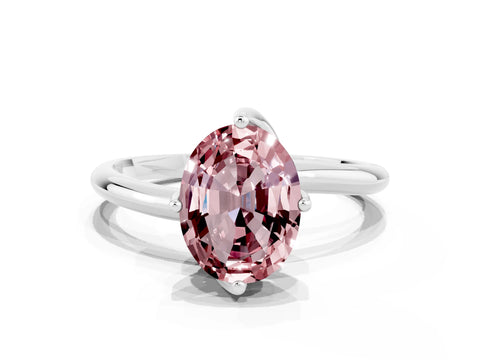 White gold Oval Cut Morganite Solitaire Engagement Ring with Four-Prong Setting and Classic Band_12
