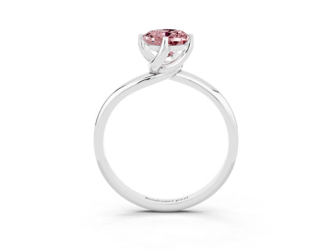 White gold Oval Cut Morganite Solitaire Engagement Ring with Four-Prong Setting and Classic Band_15