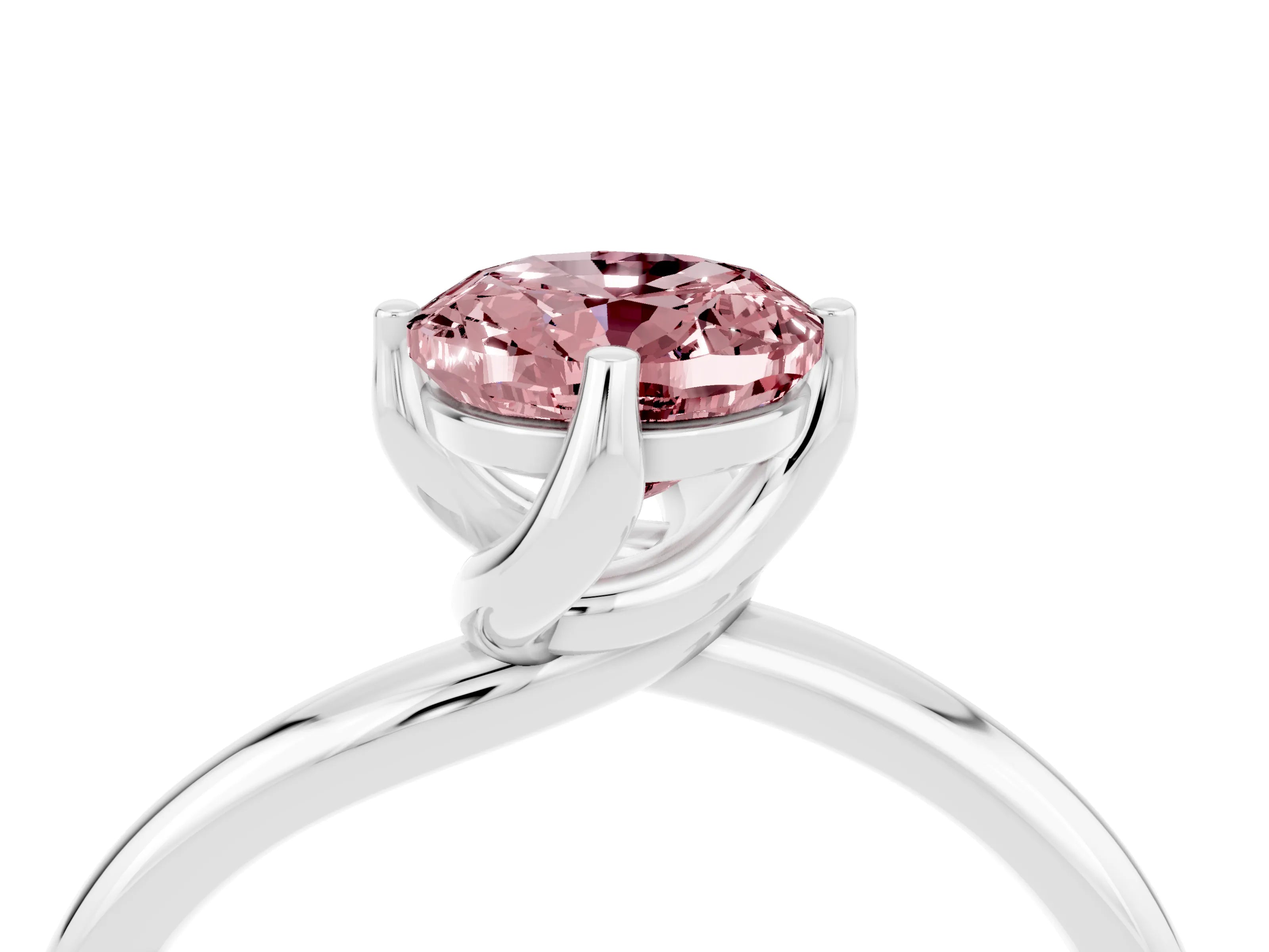 White gold Oval Cut Morganite Solitaire Engagement Ring with Four-Prong Setting and Classic Band_16