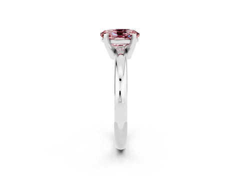 White gold Oval Cut Morganite Solitaire Engagement Ring with Round Band and Four-Prong Setting_2