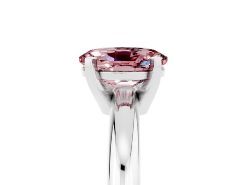 White gold Oval Cut Morganite Solitaire Engagement Ring with Round Band and Four-Prong Setting_5
