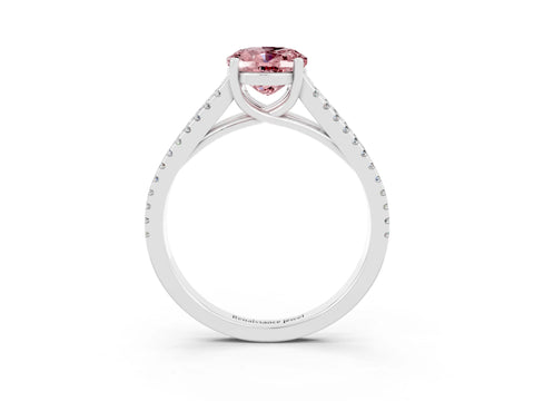 White gold Oval Cut Morganite Solitaire Engagement Ring with Split Shank Pavé Band_3