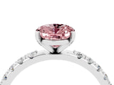 White gold Oval Cut Morganite Solitaire Pavé Band with Four-Prong Setting_4
