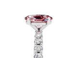 White gold Oval Cut Morganite Solitaire Pavé Band with Four-Prong Setting_5