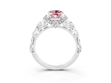 White gold Oval Cut Morganite Solitaire Ring with Filigree Band and Four-Prong Setting_27