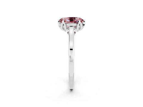 White gold Oval Cut Morganite Solitaire Ring with Flower Prong Setting and Classic Band_14