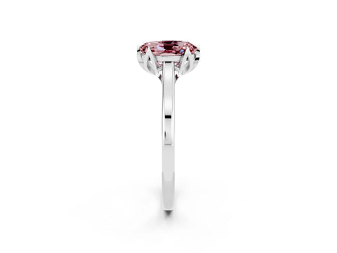 White gold Oval Cut Morganite Solitaire Ring with Flower Prong Setting and Classic Band_26