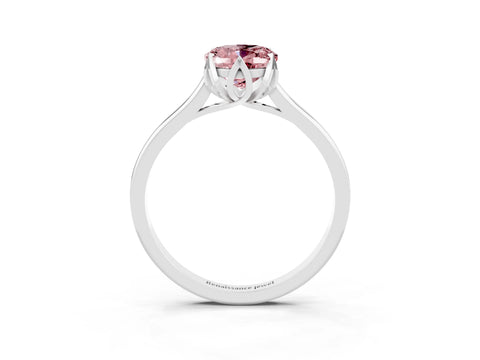 White gold Oval Cut Morganite Solitaire Ring with Flower Prong Setting and Classic Band_27