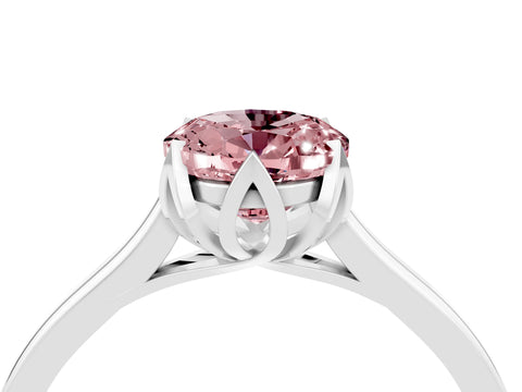 White gold Oval Cut Morganite Solitaire Ring with Flower Prong Setting and Classic Band_28